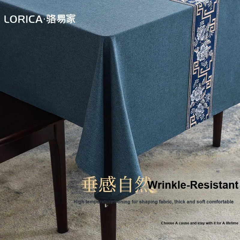 LUOYIJIA Waterproof New Chinese Style Dining Table Zen Cotton Linen Blend Coffee Table Mats Premium Tablecloths-4