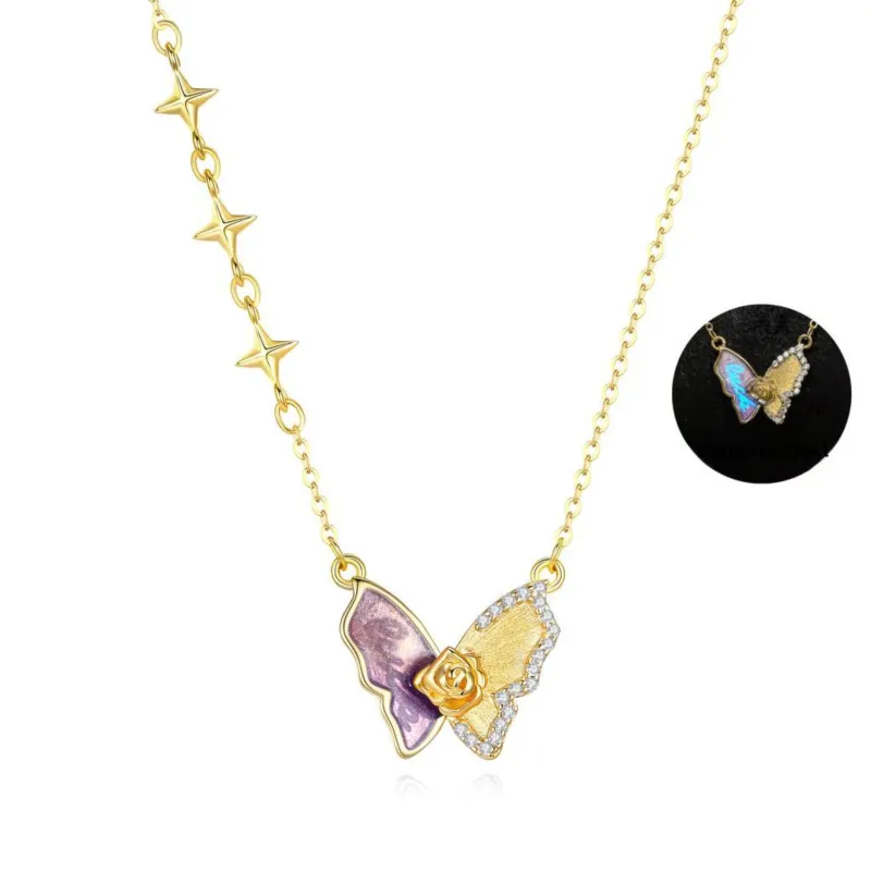 Hurry That Year S925 Silver, Glue Drip, Synthetic Cubic Zirconia Necklaces Women's-4
