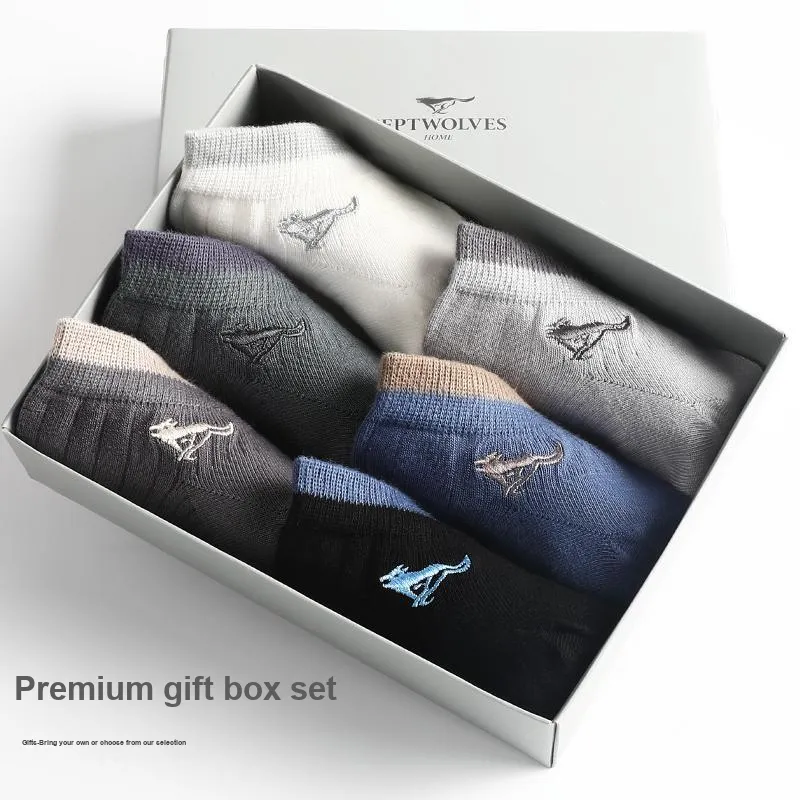 SEPTWOLVES Ankle Socks Men's 6 Pack Gift Box Set+Shopping Bag-30