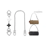 Black White Four-Leaf Clover Silver (Heart Clasp)+Decorative Chain 35cm