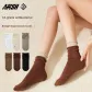 Women's Crew Socks 5-Pack Box Included (1 Black, 1 Milk White, 1 Khaki, 1 Coffee, 1 Brown)