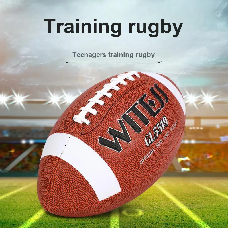 WITESS Rugby Ball PVC Material Indoor And Outdoor Size 3/6 Size 9 Three Specifications Brown-5