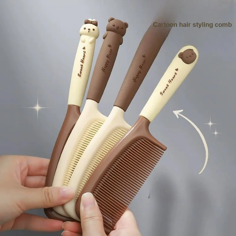 Love Of Wormwood Cartoon Bear Milk Tea Comb Hairdressing Tools Massage Shaping-3