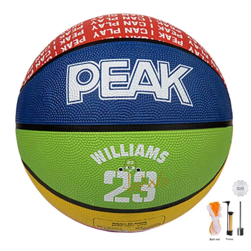 PEAK PU Basketball Green Blue Red Yellow Color Blocking Size 7 5 Size Training Unisex-4