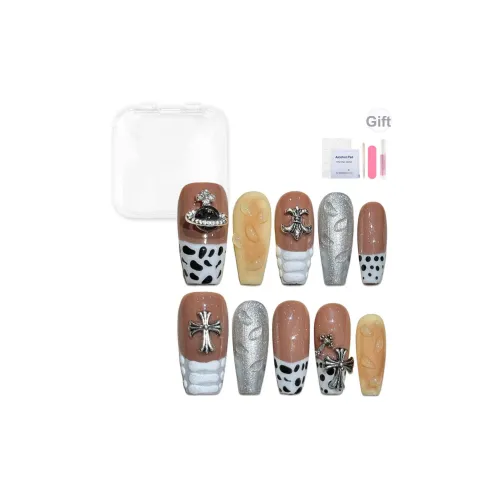 Yun Yue Joe Koyama Леопардовый принт Индивидуальный Градиентный Французский Атмосфера Розовый Желтый 3D-эффект False Nail Средний LADDER 25 мм