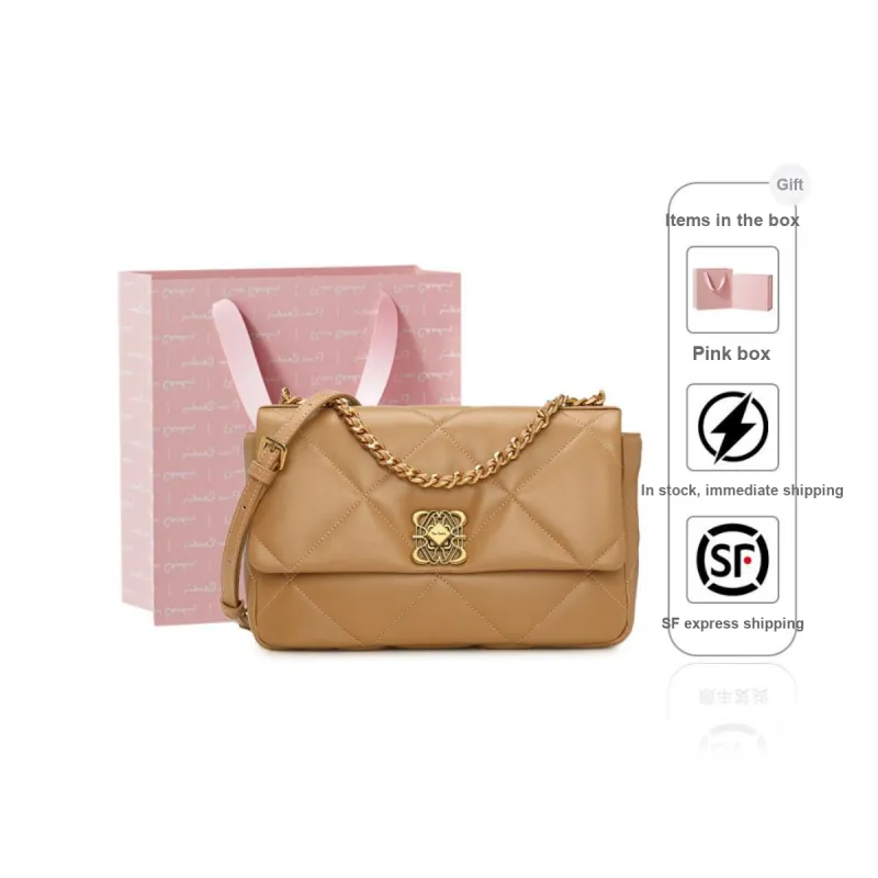 PIERRE CARDIN Cow Leather One Shoulder Crossbody Chain Bag Women's Black Ecru/Yellow Brown-4