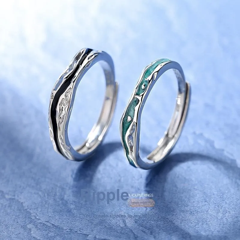 ENFANTIN S999 Fine Silver Glue Drip Rings Unisex-1