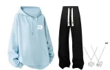 Glacier Blue+Black Casual Pants K097 (Comes with Necklace)