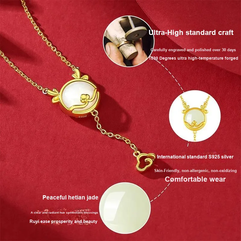 Andaozi Hetian Jade Necklaces White Jade Women's-4