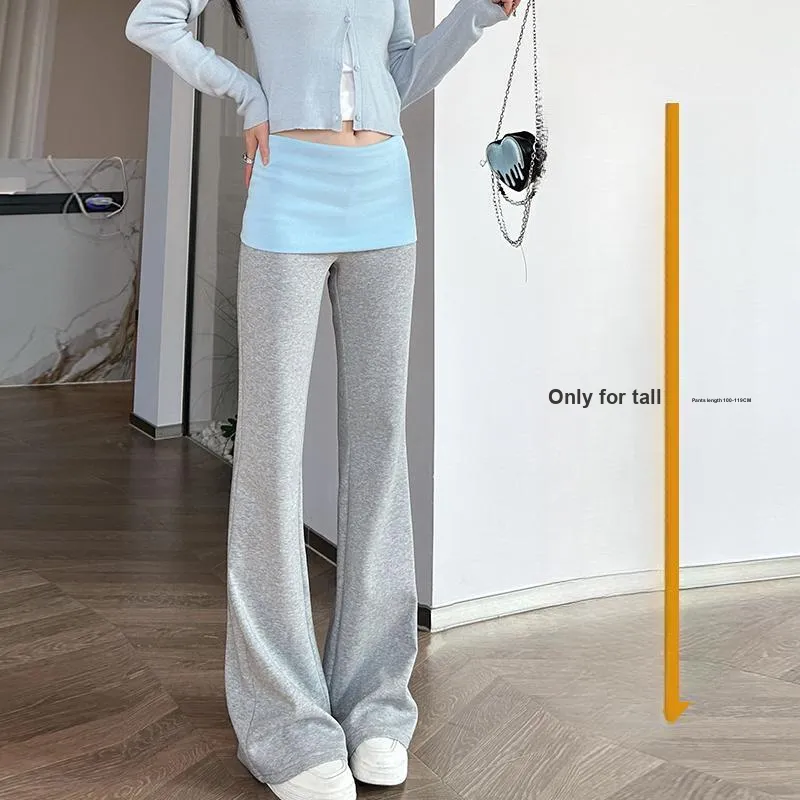KALULI Spring Fall Summer Color Block Casual Pants Regular Tall Extended Length Women's Black, Gray, Blue Color Block-2