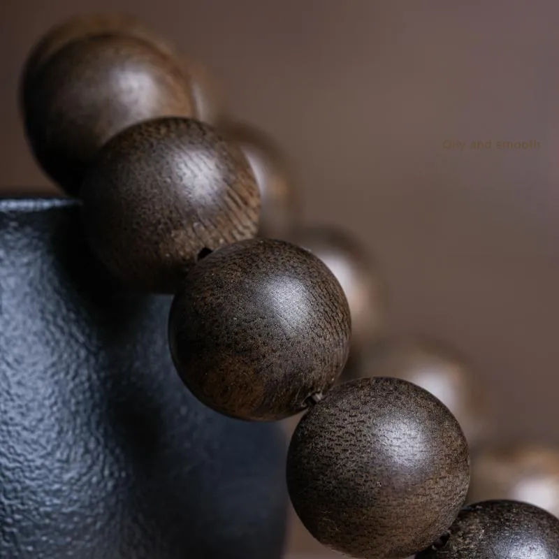 GUMUJIANG Agarwood Beaded Bracelet Plain Band Chinese Fashion Trend New Chinese Style Unisex-6