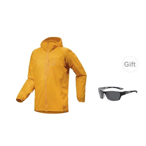 Arcteryx Squamish Windbreaker Jackets Men Ezi Orange Includes Eyeglasses With Transparent Frame And Grey Lens