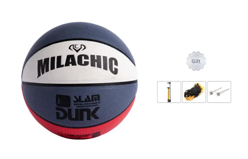 MILACHIC PU Basketball White Blue Red Size 7/Size 6 Ball Training-5