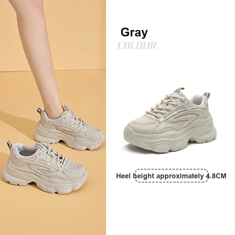 DUSTO Slip Resistant, Abrasion Resistant, Breathable, Height Increasing Mid Top Chunky Sneakers Women's-4