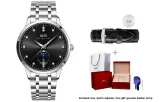 Jet Black Dial Steel Band-Men's Watch