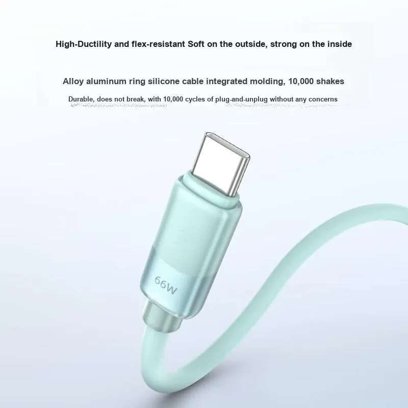 RIRO D30 1.5m Extended Length USB A To Tpye C 66W Fast Charging Liquid Silicone-4
