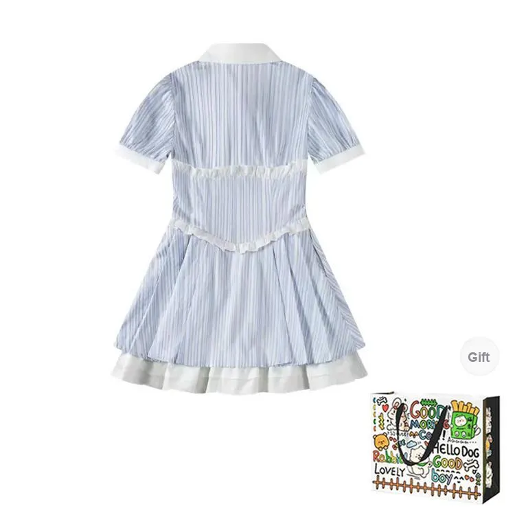 HAPG Short Sleeved Dress Women's Blue-1