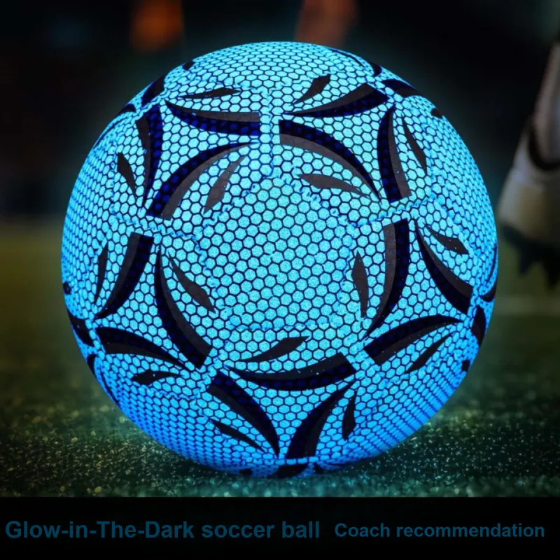 SIPAKESPORT Size 4 5 Size Soccer PU Machine Stitched Soccer Ball Unisex Glow In The Dark Blue-6