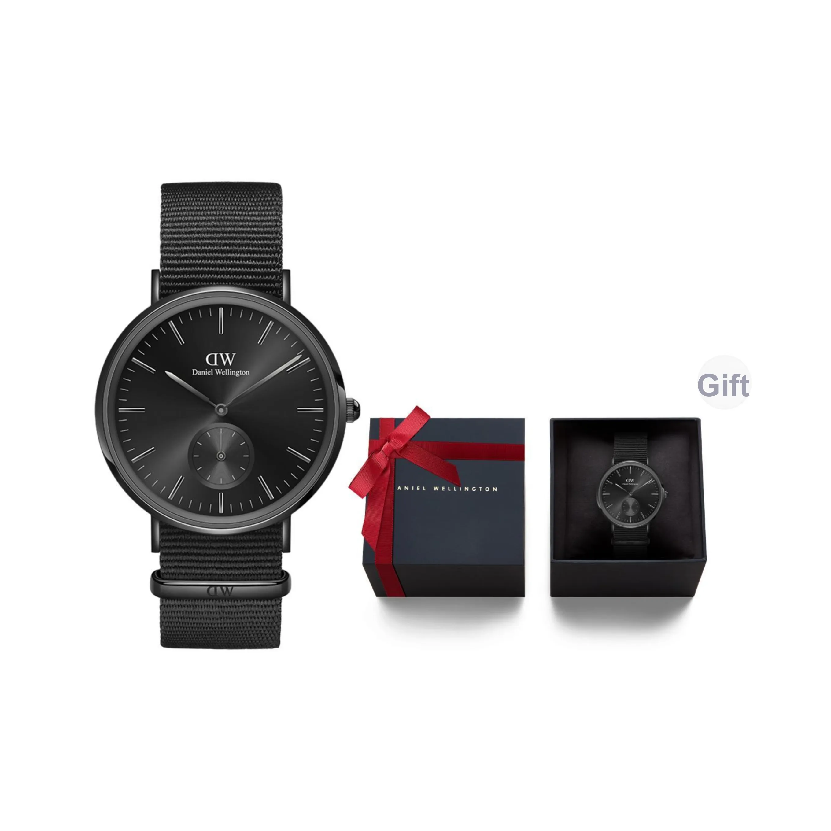 Daniel Wellington Classic Collection Кварцевые Мужские Наручные Часы Холст Ремешок 40 мм Черный Циферблат