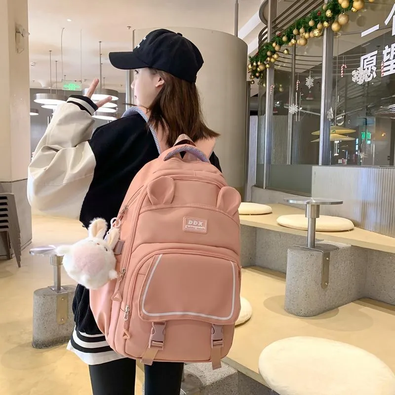 SUPERCUTE Nylon Backpack Unisex Light Purple/Blue/Dark Purple/Pink/Black-5