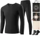 V-Neck Clothing Sets (Night Black) Heat-Free/Includes 2 Pack Socks+Shopping Bag