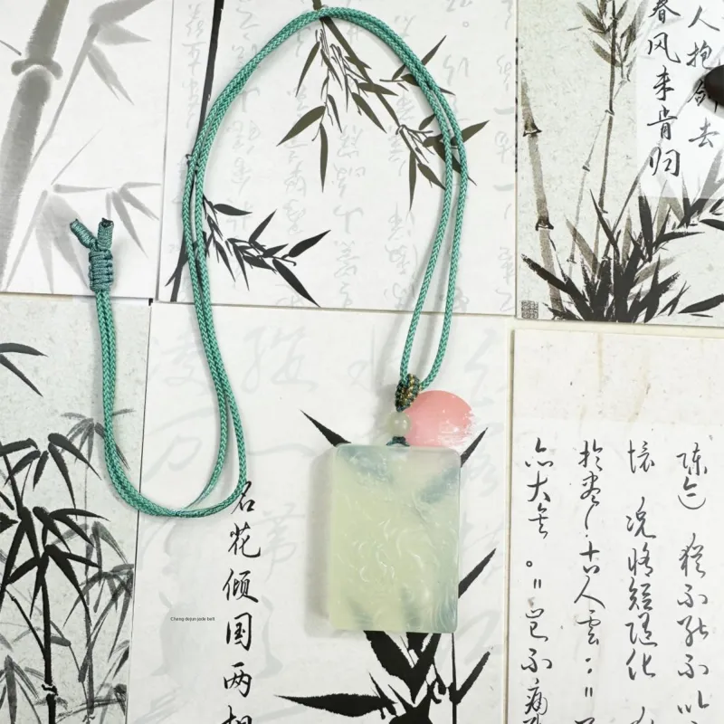 Tang Zhi Natural Serpentine Jade Necklaces Women's-4