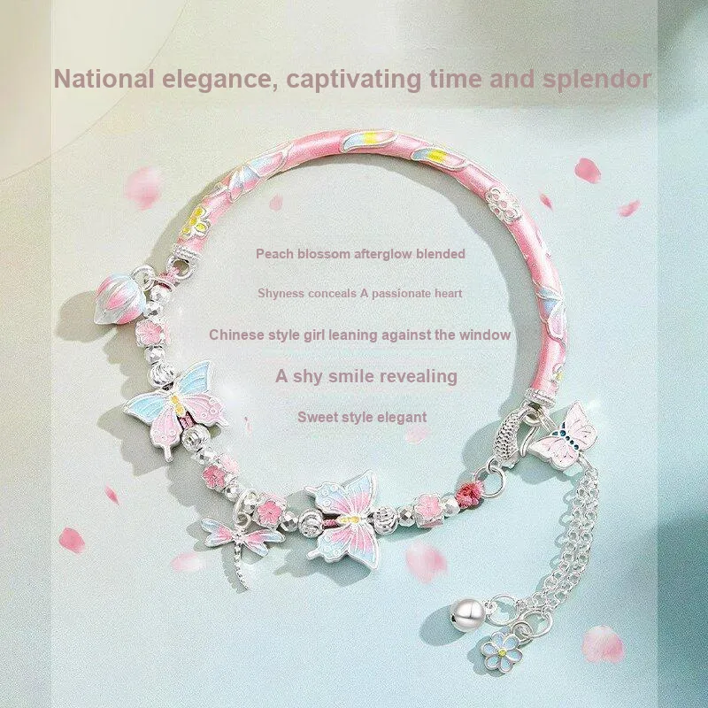 TUTAE 999 Fine Silver Sterling Silver Bracelets Women's Pink-11