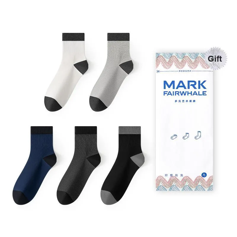 FAIRWHALE Mid Calf Socks Unisex 5 Pack-5