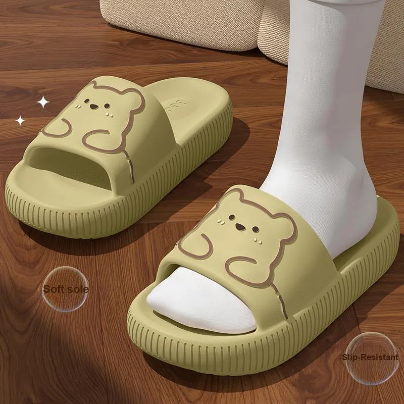 LUNNIFEIYA Cute Bear Slippers Summer Outerwear Platform Squashy And Bouncy Feeling EVA Slip Resistant Seaside Sandals-1