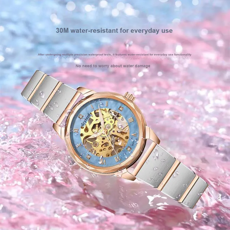 DAYBIRD Mechanical Movement Stainless Steel Watchband Watch Women's Watch Blue Dial-9
