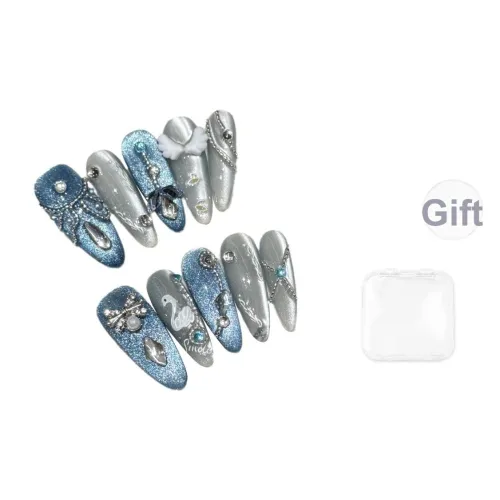 BDQC Ледяной Прозрачный Синий Кошачий Глаз Русалка Tears Осветляющий Фальшивый Ногтей 25 мм Фальшивый Ногтей Овал Синий Jump Цвет Сияние