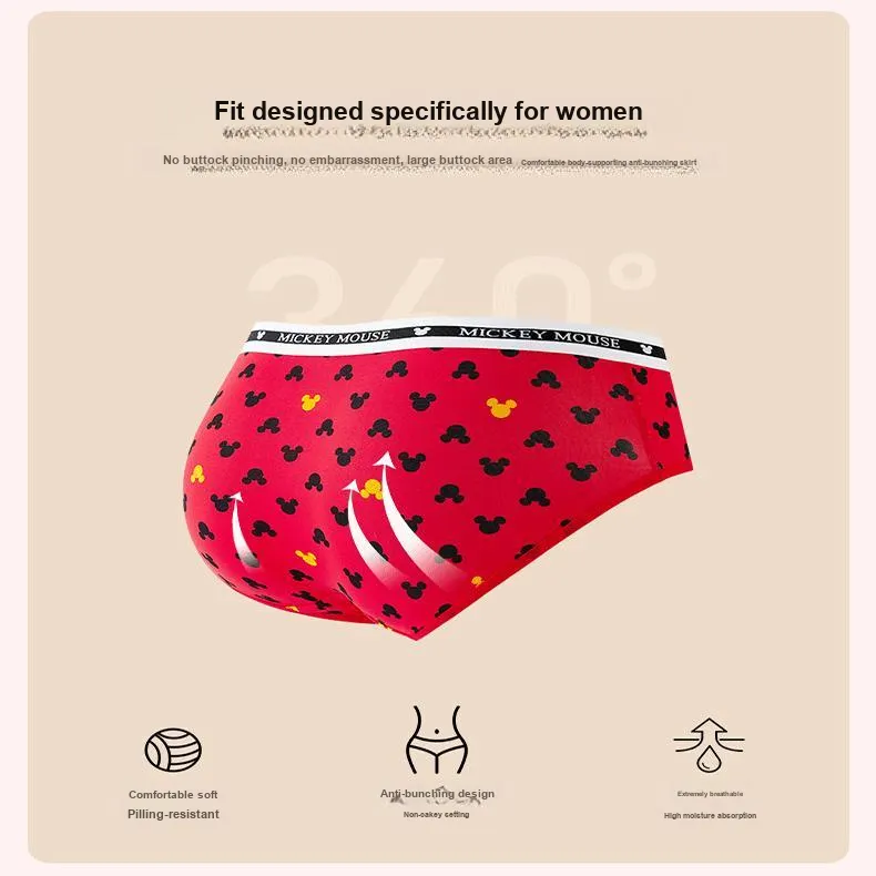 Disney Mickey Series Underpants Women's 3 Pack Mixed Color-4