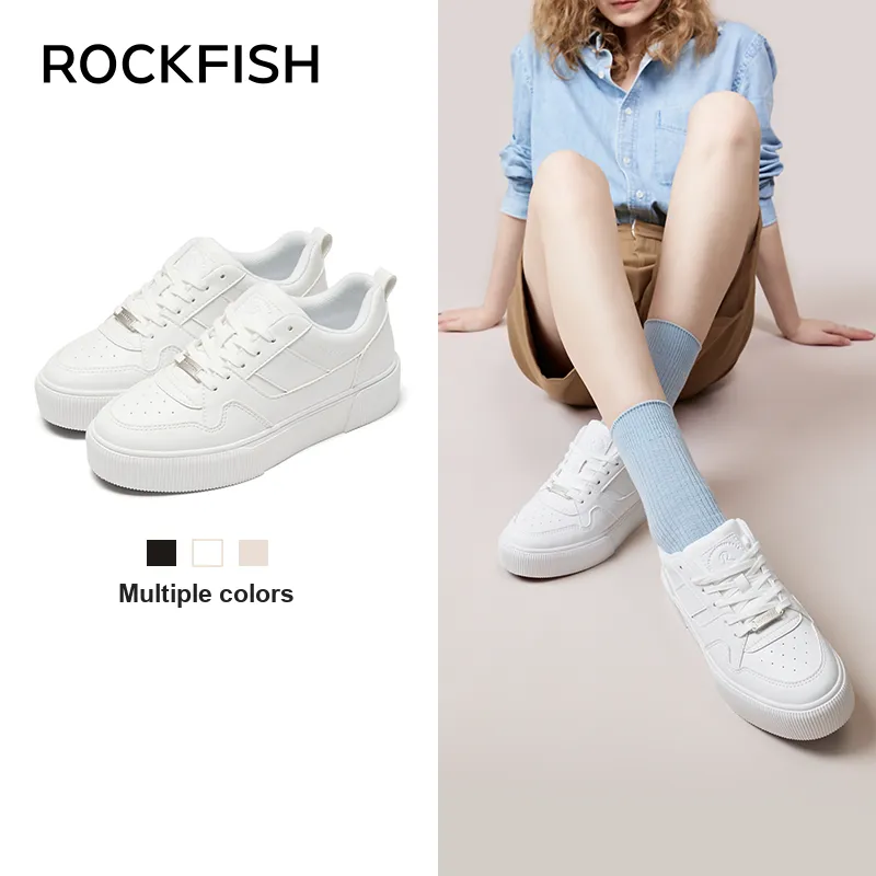 Rockfish Anti Slip Wear Resistant Low Top Skateboard Shoes Women's Pure White-5