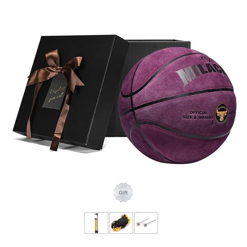 MILACHIC Cow Leather Basketball Deep Affection Purple Size 7 Ball Training Match Unisex-8