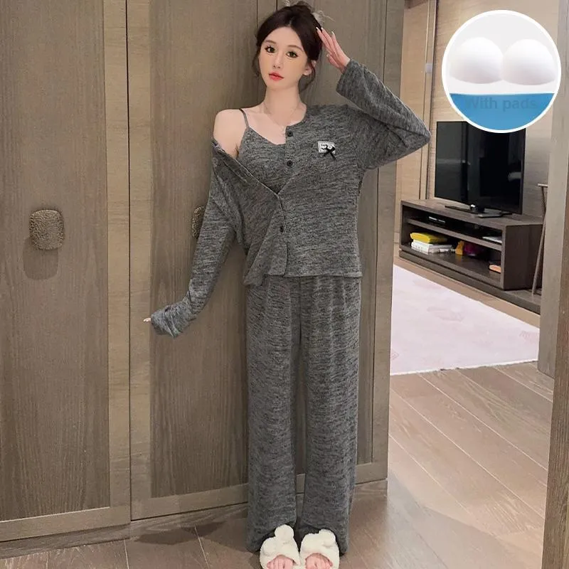 Sleeping Beauty Pajama Set Women's Dark Gray-4
