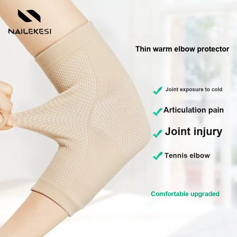NAILEKESI Running Mountaineering Elbow Pads Breathable Warm Pink Black Polyester Elastane Comprehensive Protective-13