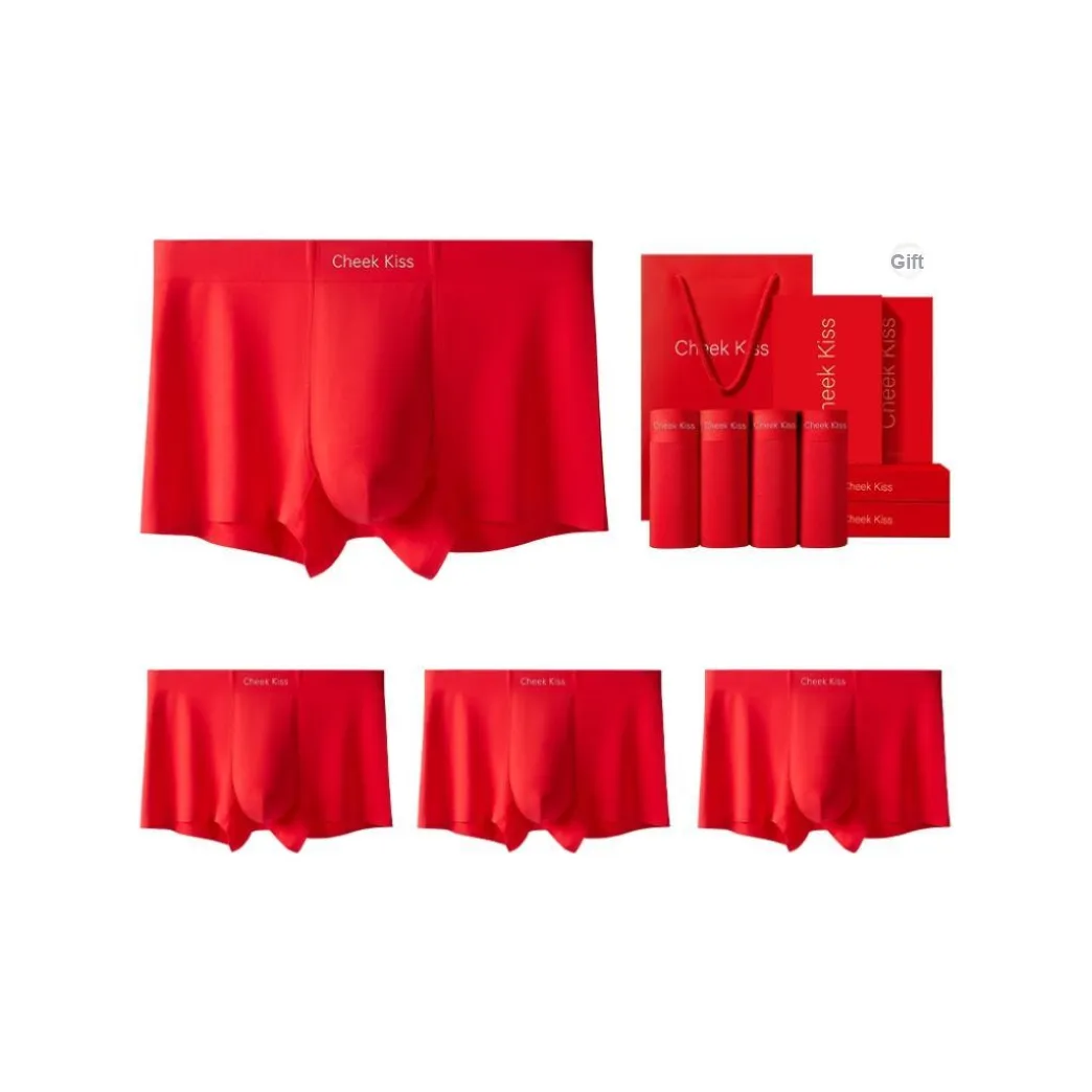 Cheekkiss Underpants Men's Antibacterial Breathable Shorts With Bowknot Wedding Box Four Pack