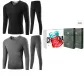 Crew Neck 2-Piece Underwear Set (Black+Dark Gray) Thickened and Fleece-Lined/Premium Gift Box Set