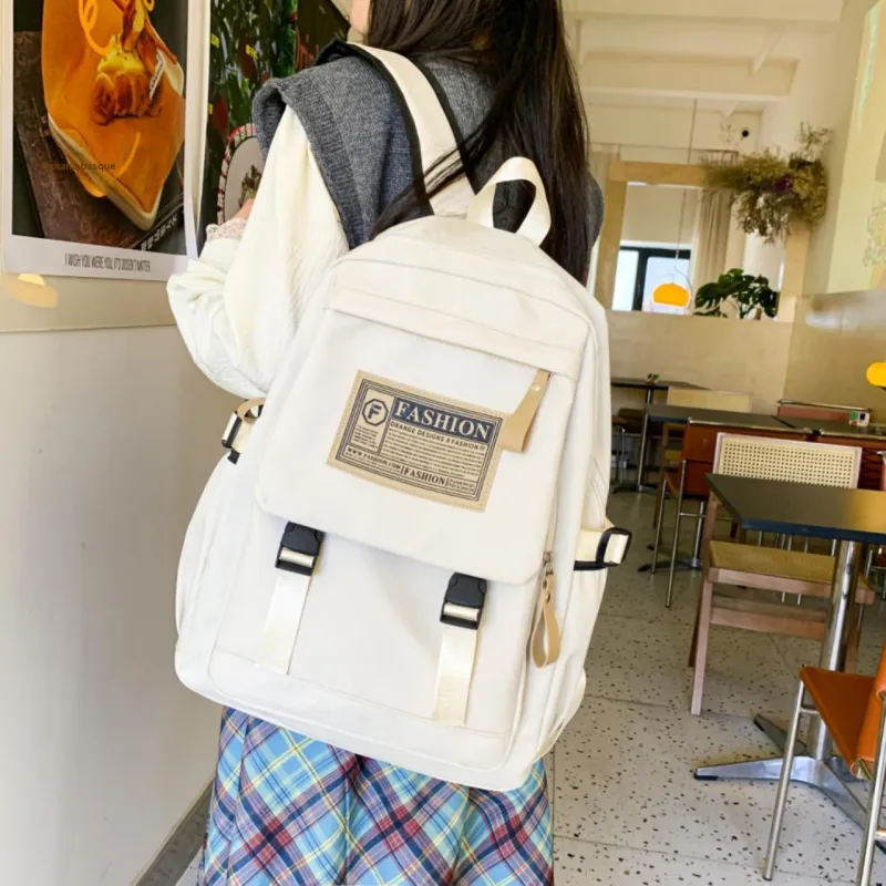 MOK Nylon Backpack Regular Unisex White/Black/Burgundy/Khaki-4