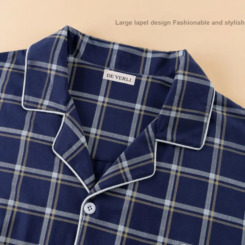 DV Pajama Set Men's Blue White Plaid-2
