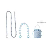 Blue Leather Crossbody Bag 100cm+Cartoon Decorative Chain