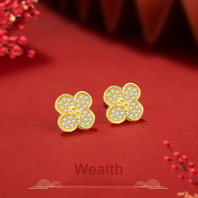 HANYUDIE 925 Sterling Silver Stud Earrings Women's Gold-1