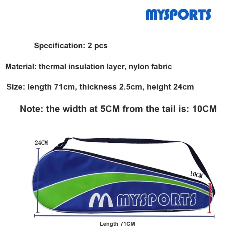 Mysports Badminton Racket Bags 2 Pcs Pack Sporty Style Shoulder Bag Unisex Sun Protection Insulation-24