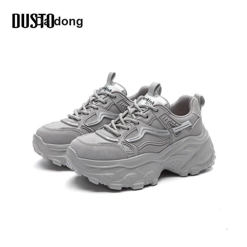 DUSTO Cushioning, Slip Resistant, And Abrasion Resistant Low Top Chunky Sneakers Women's-3