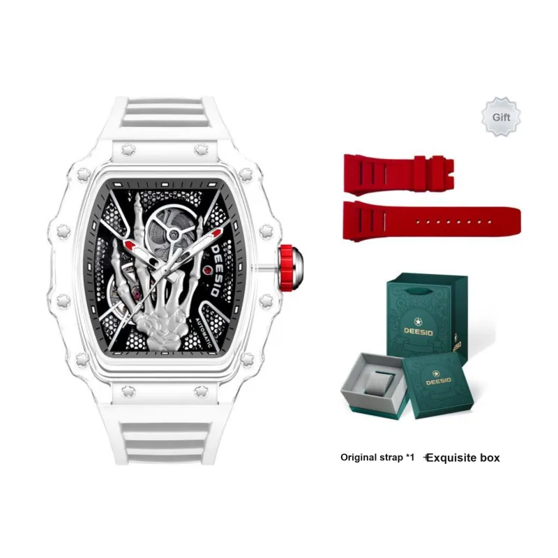 DEESIO Gold Finger Collection Automatic Mechanical Movement Rubber Strap Watch Men's Watches Black Dial-13