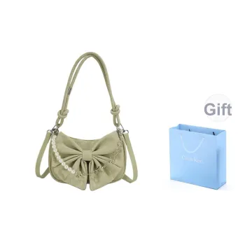 COLINS KEIRS Synthetic Leather Premium Texture Pearl Decoration Fashion Crossbody Shoulder Bag Regular Women's Green