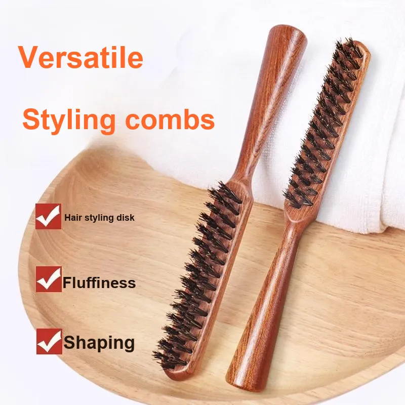 LOVANSO Three Row Styling Comb With Boar Bristles For Texturizing And Volumizing Hair Eveningwear Hair Styling-1
