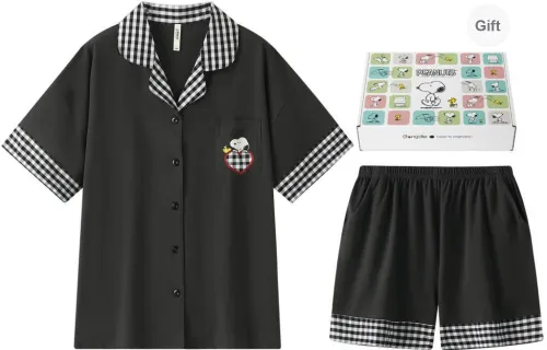 Gongdie x SNOOPY/, Pajama Set Women's Gift Box Set Black