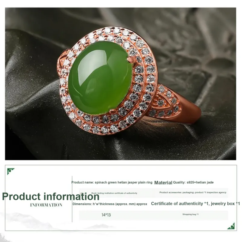 Oriental Jade Hetian Jade Rings Jasper Women's-2
