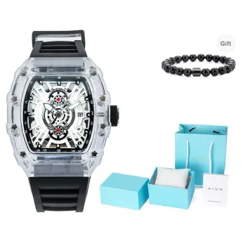 AIVN Automatic Mechanical Movement Watch Men's Watches White Dial